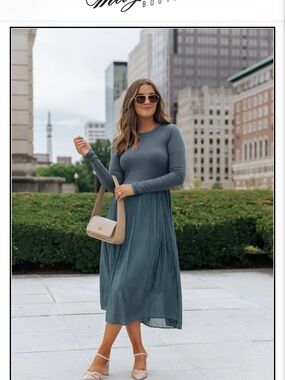 Blue pleated dress